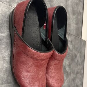 Sanita Wine Red Suede Slip-On Clogs